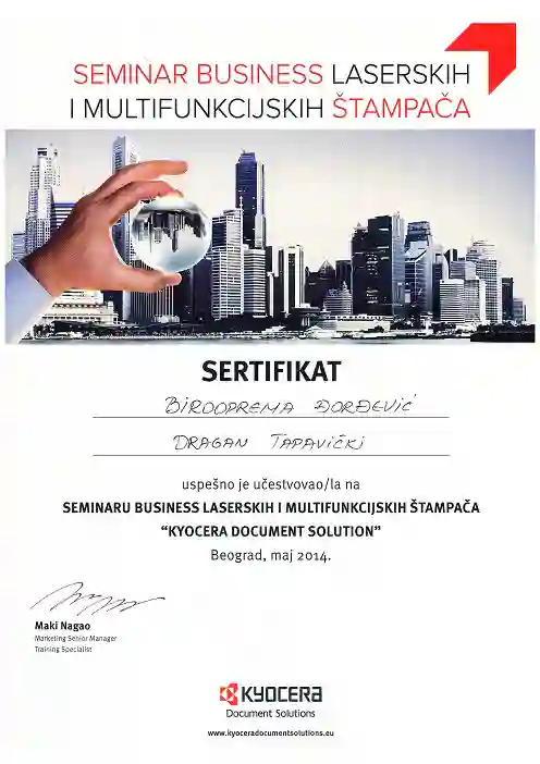servis kyocera stampaca sertifikat